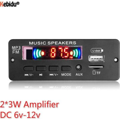 2*3W Amplifier Decoder Board Bluetooth 5.0 Handsfree 5V 6V 12V MP3 Player 6W amplifier Car FM Radio Module Support TF USB AUX