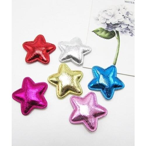 25PCS PU Leather Star Ball Padded Appliques For clothes DIY Baby hair Clip headwear Decor Ornament Accessories