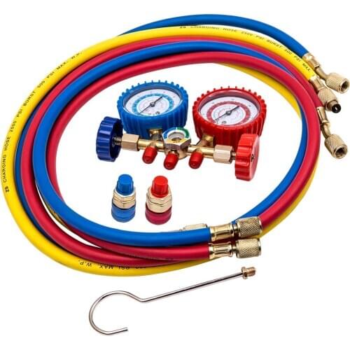 5 feet 60 inch R134A recommend 600PSI 3000 Burst R134 R12 R22 Manifold Gauge Set HVAC A/C Refrigeration Diagnostic Test