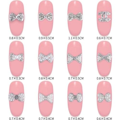 5 pcs Nail Art Alloy Jewelry Rhinestone Pearl Bow Nail Sticker Rhinestone Nail Art Alloy Accessories