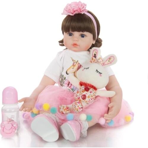 59cm Silicone Reborn Baby Doll kids Playmate Gift For Girls Alive curls princess Doll Toys For Bebes Reborn Brinquedo paly Toys