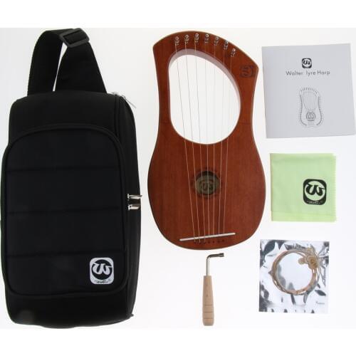7 Strings Lyre Harp Harfe Arpa with Tuning Wrench & Strings Storage Bag Cleaning Cloth Accessories