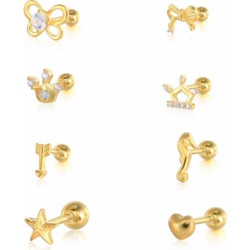 Aide S925 Sterling Silver Stud Earring For Women Childrens Earring Star Pendientes Plata 925 Zircon Piercing Fine Jewelry Gifts