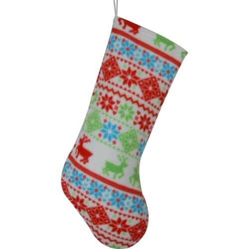 Free Shipping Polar Fleece Snowflake Reindeer Printed Christmas stocking XMAS Tree Decoration