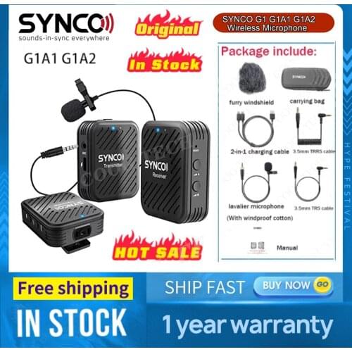 SYNCO G1 G1A1 G1A2 Wireless Lavalier Microphone System for Smartphone Laptop DSLR Tablet Camcorder Recorder pk comica