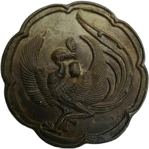 China old Bronze Old Feng Shui Bronze mirror Phoenix mirror