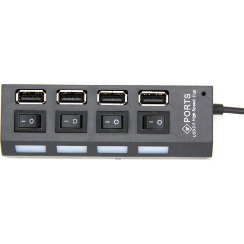 Fast Speed Mini USB 2.0 4 Port USB Hub 2.0 USB Splitter With ON/OFF Switch For Tablet Laptop Computer Notebook