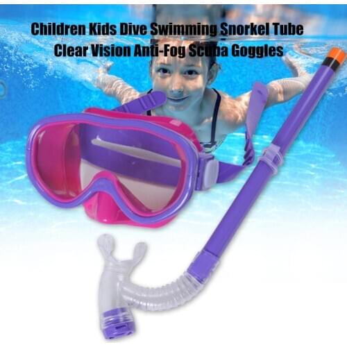Children Kids Scubaing Diving Mask and Snorkels Anti-Fog Goggles Glasses Diving Swimming Easy Breath Tube Set