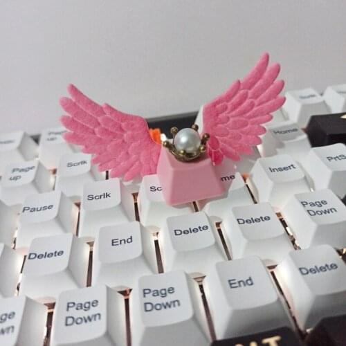 DIY Personalized Keycap Beautiful Girl Angel Wing Pink Cute Keycap Mechanical Keyboard Kids Toys Animation 54DB