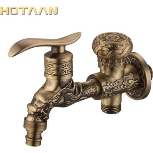 Long garden double use Bibcock faucet tap crane Antique Brass Finish Wall Mount Washing Machine Water Faucet Taps YT-5166