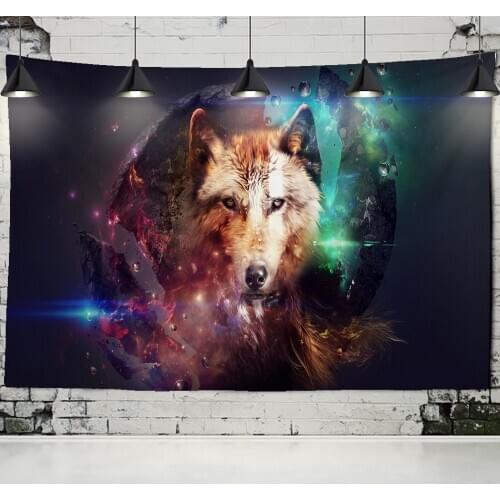 Wolf Gaze Tapestry Psychedeli Snow Black White Wolf Tapestry Wall Hanging Backdrop Hippie Wall Carpets Boho Decor Table Cloth