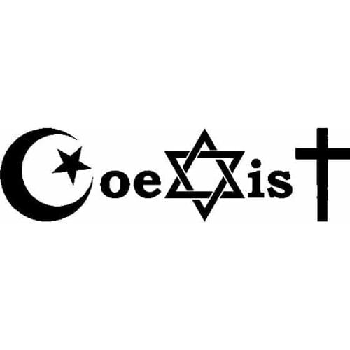 Personality Coexistence Judaism Christian Peace Applique Car Window Decoration Personality PVC Waterproof Applique Black/White