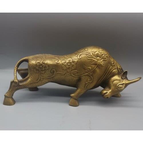 China brass archaize recruit wealth cow crafts statue