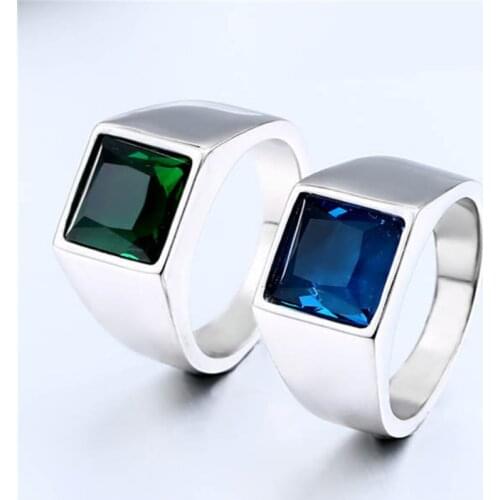 Eye Of Ocean Ring 316L Stainless Steel Fashion Punk Bule Green Stone Jewellery