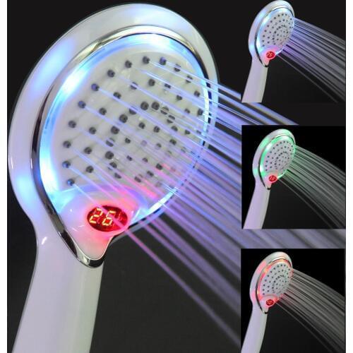 Lcd Shower.Led Hand held Shower Head.3 Colors Led Shower head With Temperature Digital Display. Water Powered LCD Shower Spray