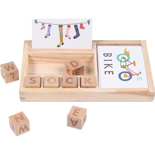Montessori Learning English Cards Alphabet Spelling Words Kids Games Spelling Word Building Block Early Educational Toys