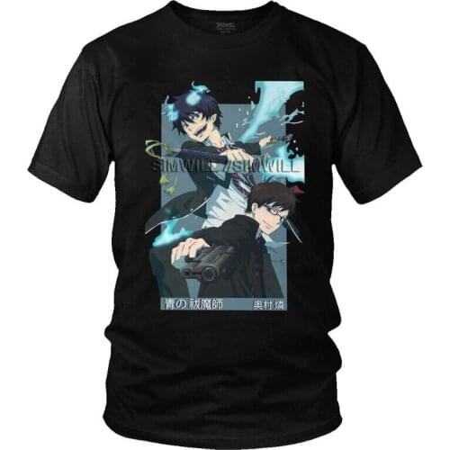 Blue Exorcist T Shirts Men Short Sleeve Cotton T-shirts Japan Anime Manga Rin Okumura Tee Tops Fashion Tshirts Gift Idea
