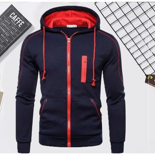 Mens Solid Color Zipper Coat Multi Pocket Cardigan Sweatshirt Men Fashion Jacket Sportswear Fitness Winter Plush Tracksuit