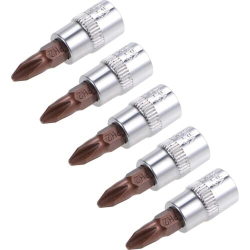 Uxcell 5Pcs 1/4-Inch Drive Bit Socket PH1 PH2 PH3 S2 Steel 38mm Length for DIY Hand-Making Automotive Repairs General Repair