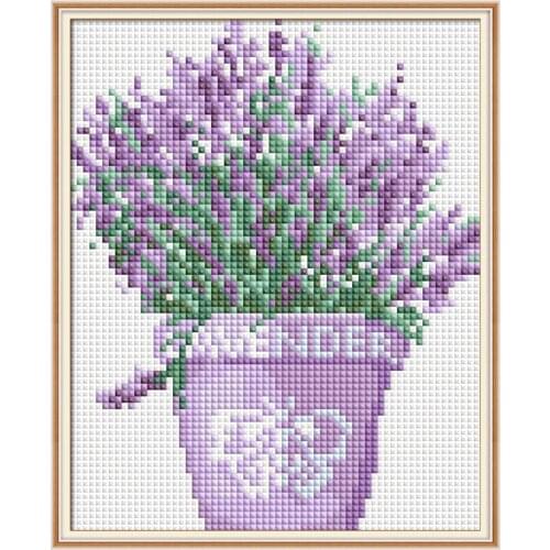 5D Diy Round And Square Diamond Painting Kit Lavender Potted Cross Stitch Flower Mosaic Diamond Embroidery Home Decoration Gift