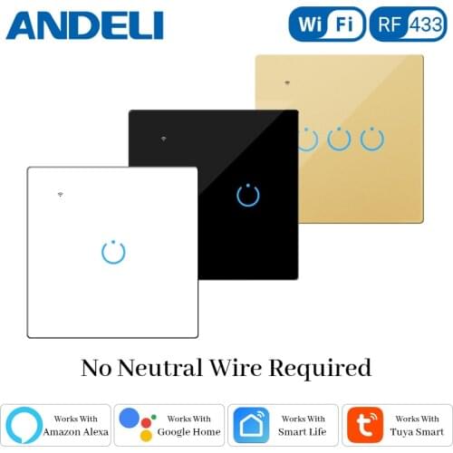 Wifi Smart Touch Light Wall Switch rf433 mhz no need neutral line Smart Life/Tuya App Control Voice Work with Alexa Google Home