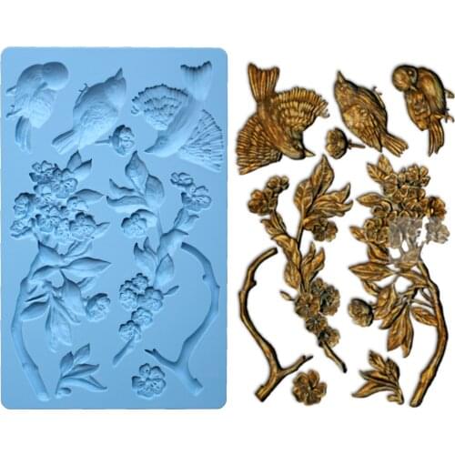 New Flower And Bird Silicone Mold Fondant Cakes Decorating Molds Sugarcraft Chocolate Baking Tools For Cakes Gumpaste Form
