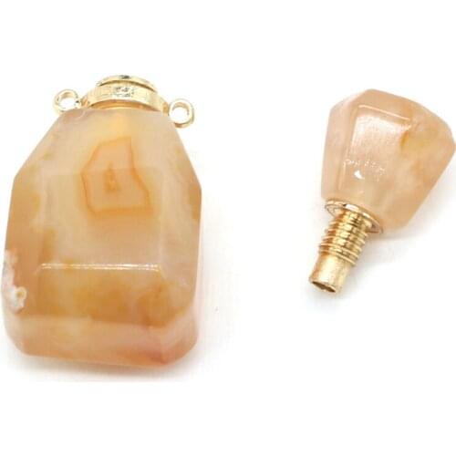 Charm Cherry Blossom Agate Natural Semi-precious Stone Perfume Bottle Pendant for Jewelry Making DIY Necklace Accessories Gifts
