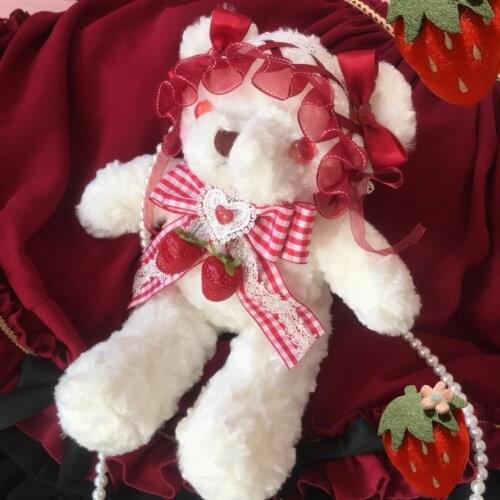 Original Handmade Lolita Element Bear Bag Modified Pupil Doll Backpack Strawberry Lolita Bag Women