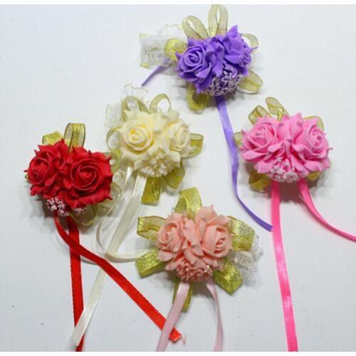 Foam Rose Flowers Bridal Bridesmaid Wrist Corsage Wedding Party Ribbon Bracelet New