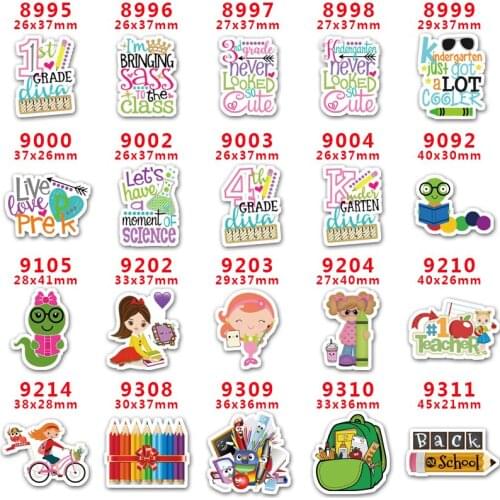 DIY Craft Supplies Sewing Accessories Cartoon Back To School Printed Planar Resins Mold 10 Pieces. PR-8995