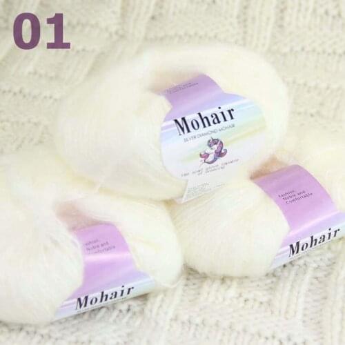 Sale New 3BallsX25g Luxury Soft Mohair Warm Wrap Shawl Hand Knit Crochet Yarn 291-01 Off White