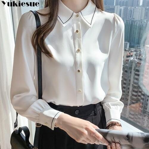 Plus size white blusas mujer elegantes 2021 summer Long sleeve Womens shirt Top blouses and shirts women tops chemise femme