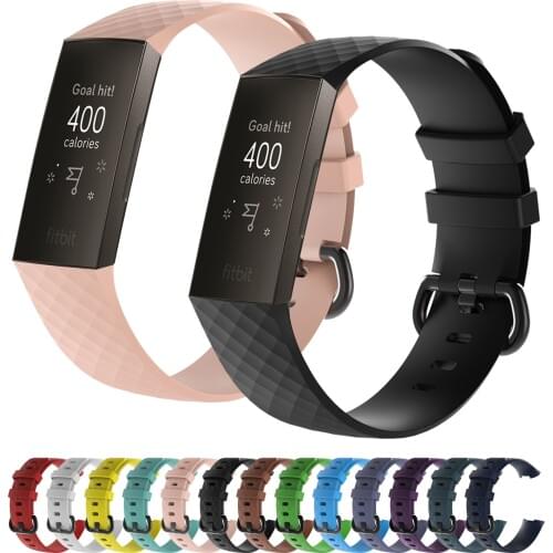 For Fitbit Charge 3 4 Official Textured Silicone Wristband Bracelet Replacement Strap