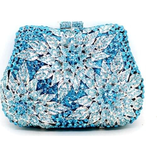 Luxury Crystal bluer Diamond Flower Book Clutch Bag Wedding Dress Bag Toiletry Bag Evening Party Package Day Bags