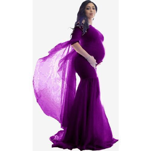 Sexy Maternity Lace stitching Props Pregnancy Dress For Photo Shooting Doll collar Pregnant Dresses For Women Maternity