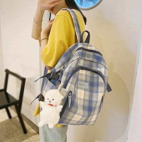 School Backpack Plaid Design Wild Womens Backpacks for Girls Korean Large Capacity Teenager Student Schoolbag Travel Female Bag