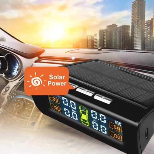 New Display Solar TPMS Car Tire Pressure Monitoring System Alarm Auto Smart Control External Wireless Tyre Pressure Sensor