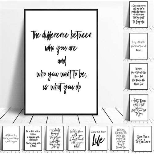Modern Proverbs English Phrases Letters Quotation Words Poster Canvas Print Painting Wall Art Living Room Home Decoration