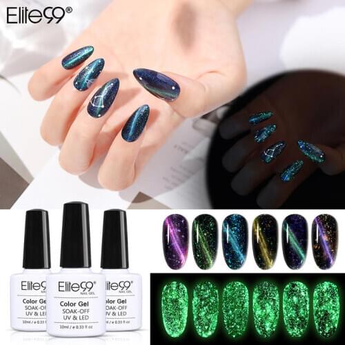 Elite99 10ml Luminous Magnetic 3D Cat Eye Gel Polish Galaxy Cats Eye Gel Varnishes Sequins Glitter For Nails Art Manicure