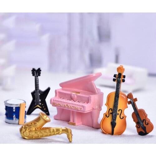 Creative Varied Miniature Music Instrument Resin Mini Violin Dollhouse Decorative Ornaments Crafts DIY Home Music House Bar