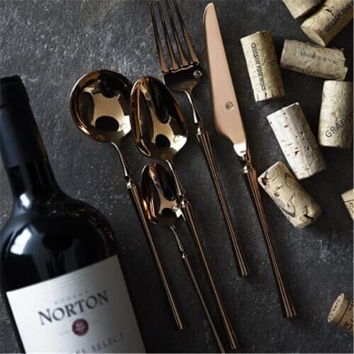 High quality Nordic style rose gold Dinnerware 304 stainless steel Western tableware steak knife forks spoon main meal Flatware