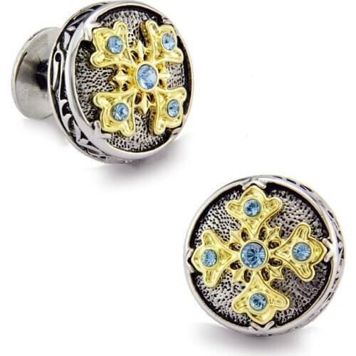 SPARTA Troy Epic White Gold Electroplated Austria Crystal Cufflinks mens Cuff Links + Free Shipping !!! metal buttons