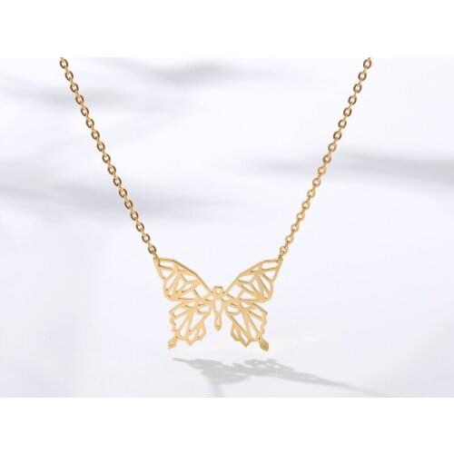New Fashion Small Animal Butterfly Neck Chains Necklaces Gold Silver Color Clavicle Chain Necklaces For Women Aesthetic Jewelry