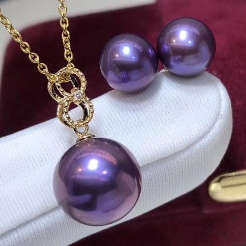 D317 Fine Jewelry Set Nature 7-11mm Fresh Water Purple Pearls Females Jewelry Sets for Women Pearls Gifts Presents