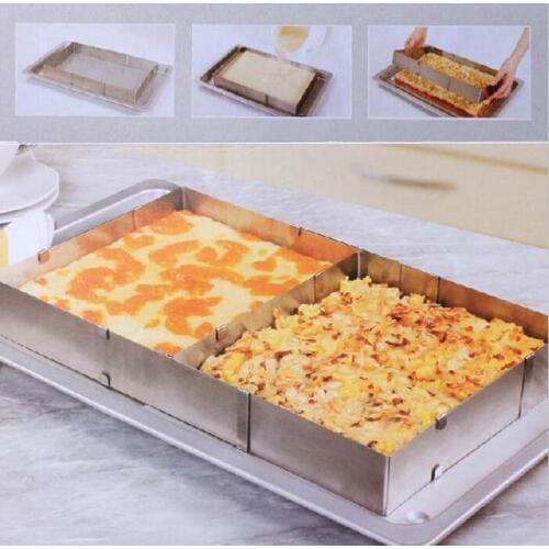 1PC Stainless Steel Cake Mold Baker Fondant Ring Rectangular Mousse Cake Mould Adjustable Bakeware Square Cake Tools ELB 001