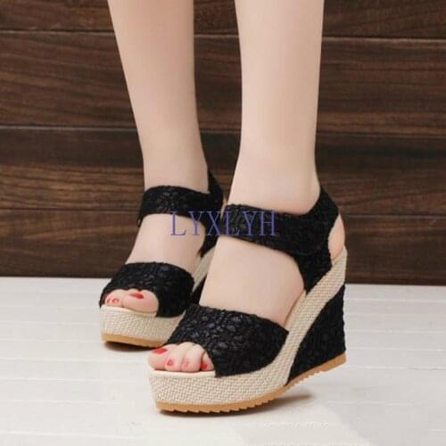 2021 New Fashion Wedge Sandals Women Summer Open Toe Fish Head Sandals Fashion Platform High Heels Women Shoes Size 35-41