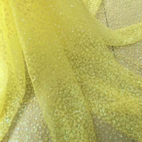 3Y/Lot Yellow Hard Bronzing Mesh Sequins Fabric for Dress Children Cloth Performance Fabric