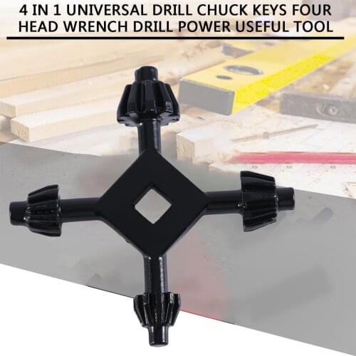 4 In 1 Universal Drill Chuck Keys Wrench Tool Drill Drilling Holder Spanner Ratchet Socket Ring Combination Grip Star Wrench