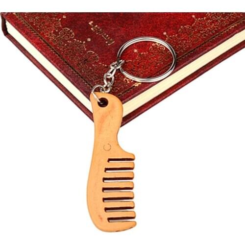 5pcs Wooden Comb Keychain 25mm Keyrings Wood Comb Charm Gift Pendant Keyring Diy Drop Selling