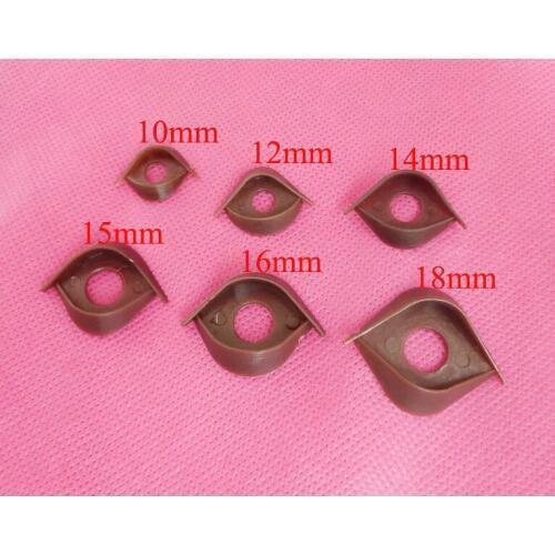 60pcs/lot 10mm/12mm/14mm/15mm/16mm/18mm/20mm/24mm brown toy double eyelid for toy eyes accessories--size option